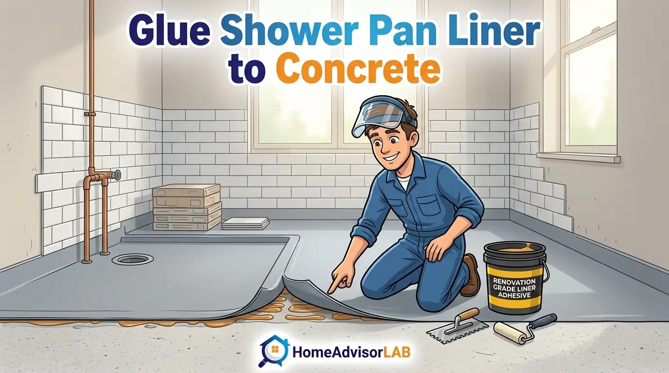Glue Shower Pan Liner to Concrete