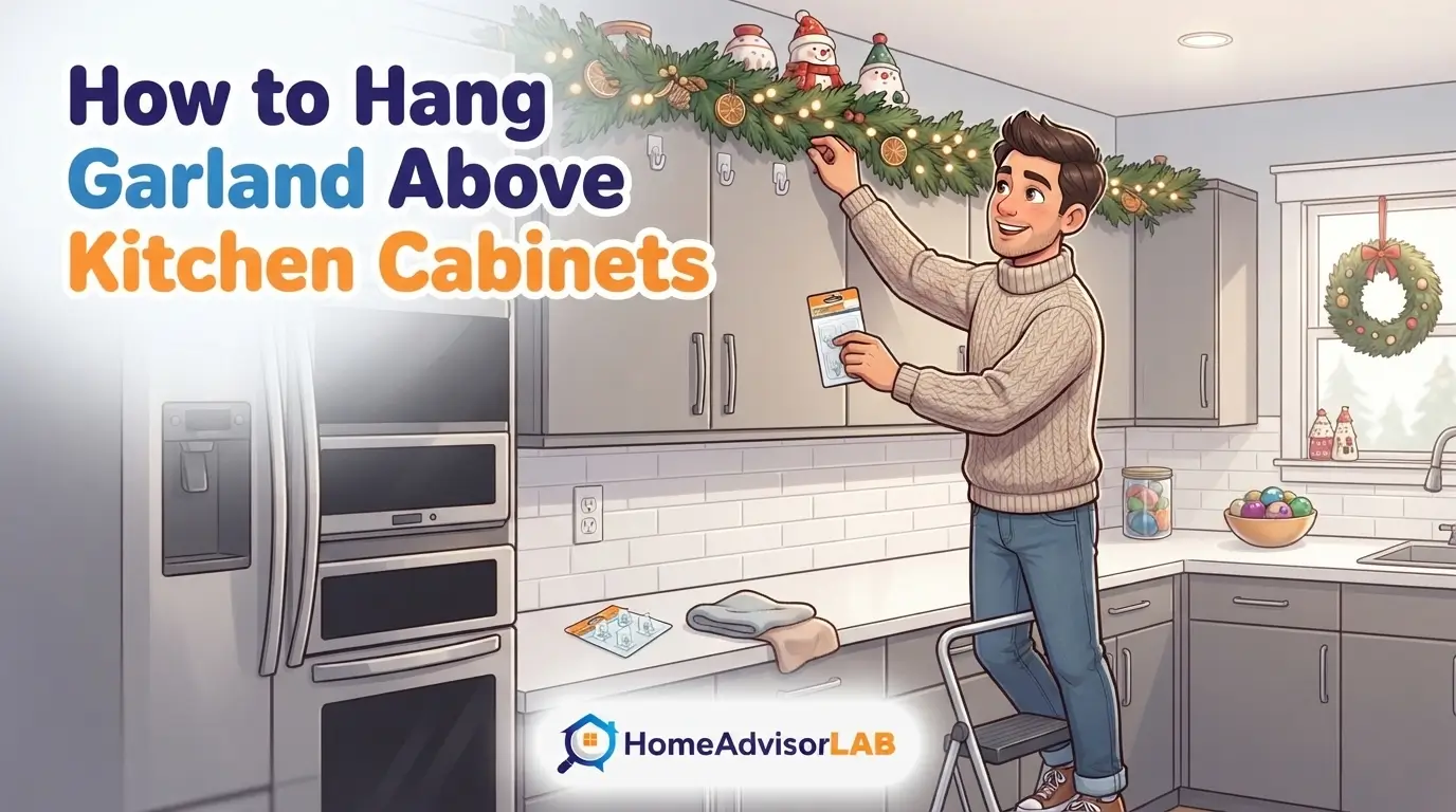 How to Hang Garland Above Kitchen Cabinets