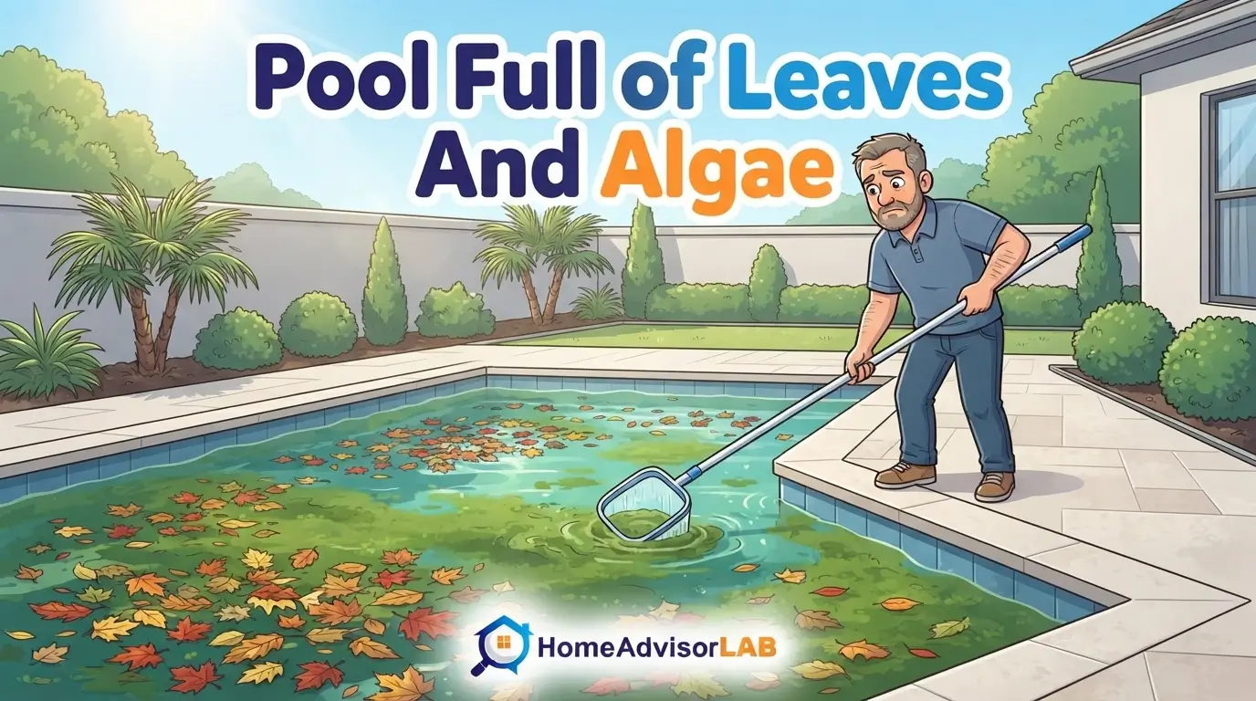 Pool Full of Leaves And Algae